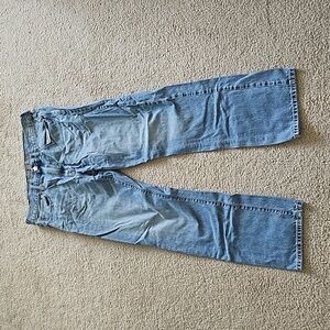 American eagle relaxed straight distressed light blue denim jeans size 33/32